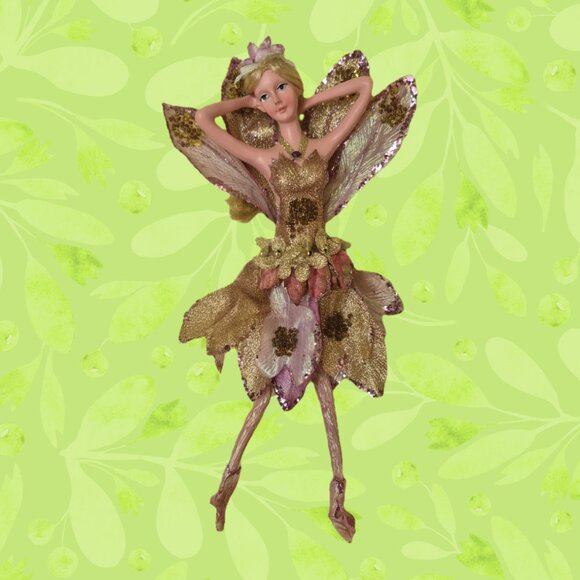 Vintage Pink Flower Fairy Ornament - Picture 1 of 12
